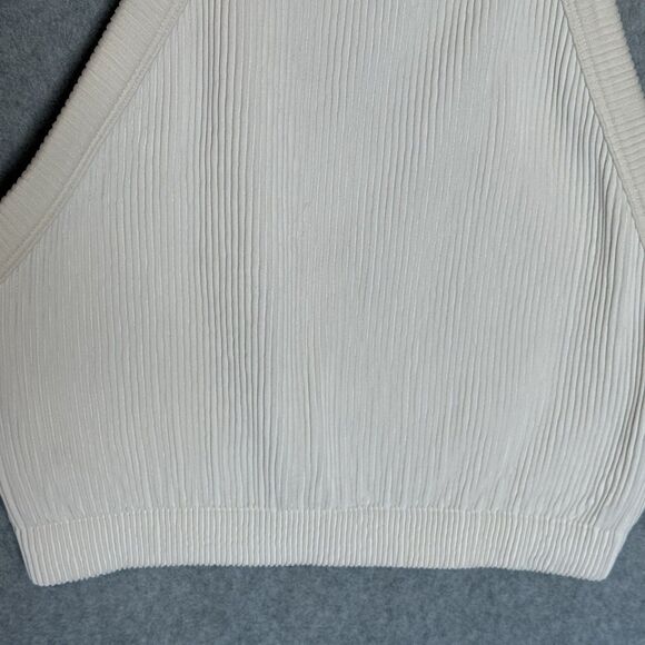 Aerie Women's White Ribbed Crop Top Tank Size XXL High Neck Lounge Bralette - Picture 5 of 15